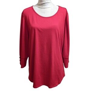 Red Tunic Shirt 3/4 Sleeve Dressy Casual Loose Valentine XXL
